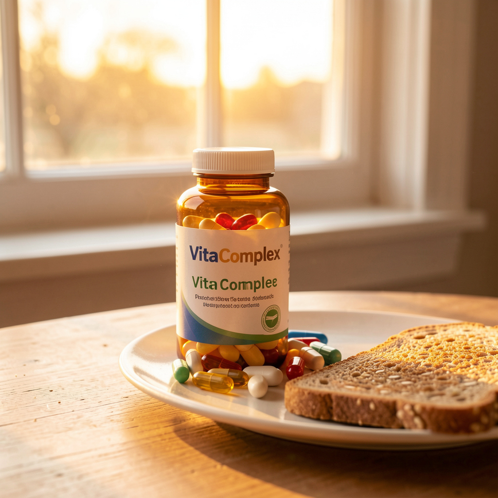 VitaComplex supplement as part of healthy morning routine